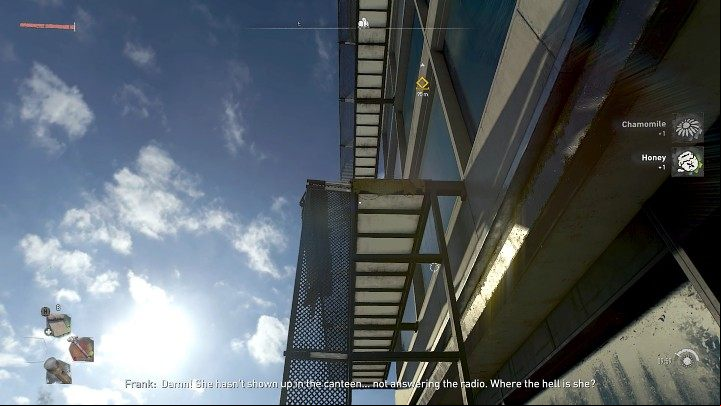 Jump on the ladder and then use the narrow balconies to keep moving forward, as the path leads - Dying Light 2: Empire - walkthrough - Story quest - Dying Light 2 Guide