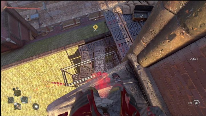 Outside, you'll find some red traces that you must follow - Dying Light 2: Hoverboard (Easter egg) - where to find? - Secrets & Collectables - Dying Light 2 Guide