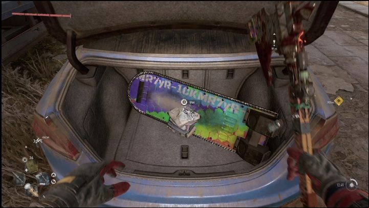 Eventually, you will reach the blue car, the trunk of which you can open - Dying Light 2: Hoverboard (Easter egg) - where to find? - Secrets & Collectables - Dying Light 2 Guide