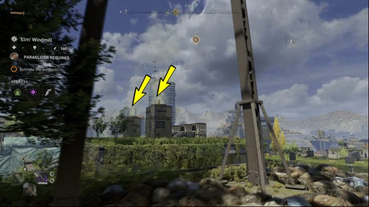 To climb this windmill, you have to use one of the ventilation shafts on the adjacent roof - Dying Light 2: Muddy Grounds (Windmill) - location - Windmills - Dying Light 2 Guide