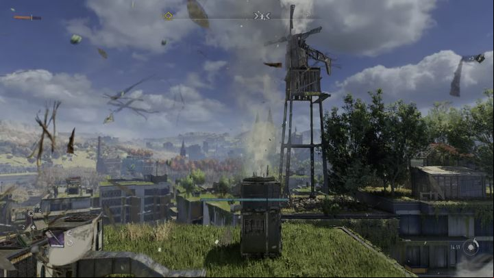 Jump on any ventilation shaft and open the paraglider - Dying Light 2: Muddy Grounds (Windmill) - location - Windmills - Dying Light 2 Guide