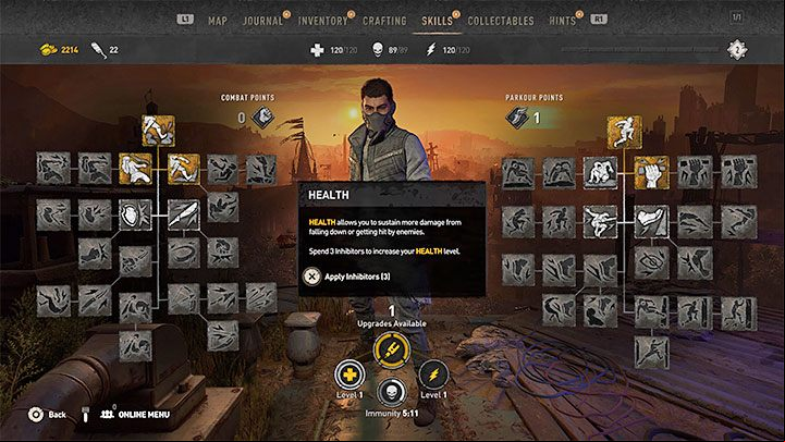 Aiden starts off with 100 health points, but his health bar can be permanently extended - Dying Light 2: Healing - How to restore health? - Character and statistics - Dying Light 2 Guide