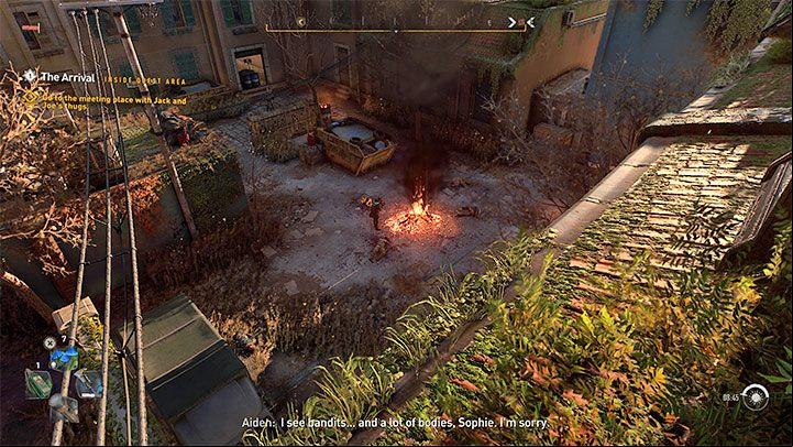 The planned meeting point is in the Trinity district and it is best to get there by following rooftops, so you have eyes on the bandits before getting close to the objective, which will allow you to choose a method of approach, e - Dying Light 2: The Arrival - walkthrough - Story quest - Dying Light 2 Guide