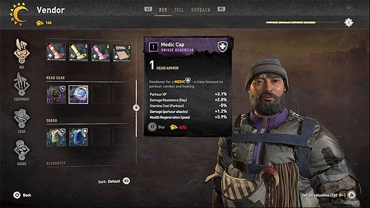 The hero's inventory has 6 slots for clothing - head, gloves, chest, bracers, pants and shoes - Dying Light 2: Leveling up - Basics - Dying Light 2 Guide