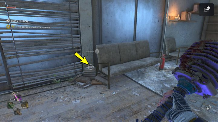 The sixth book is lying by the couch by the window - Dying Light 2: Book Club 6 - walkthrough - Book Club tasks - Dying Light 2 Guide