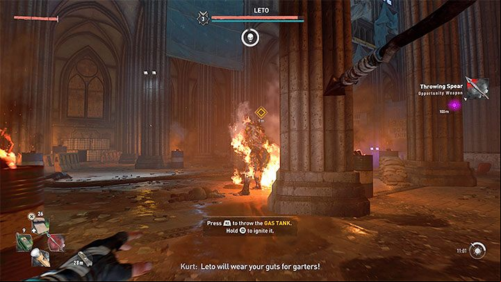 There are two kinds of unique objects available in the arena which can help you fight the boss - Dying Light 2: Cathedral - walkthrough - Story quest - Dying Light 2 Guide