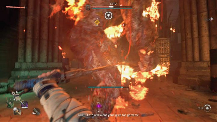 You can attack the boss from a distance with your bow and throwing items (such as Molotovs) or fight him in melee range - Dying Light 2: Cathedral - walkthrough - Story quest - Dying Light 2 Guide