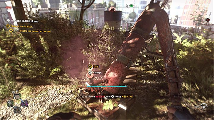 Things will get complicated, as you're asked to destroy the roof cannon - Dying Light 2: A Place to Call Home - walkthrough - Story quest - Dying Light 2 Guide