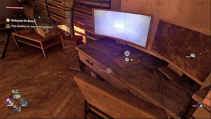 After entering the art collector's apartment, activate the survival sense to find new clues and loot locations - Dying Light 2: Welcome On Board- walkthrough - Story quest - Dying Light 2 Guide
