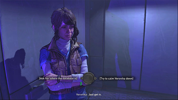 When riding in the elevator, there will be small choices involving Veronica - you calm Veronica or get new information from her (or just stay silent) - Dying Light 2: Veronika - walkthrough - Story quest - Dying Light 2 Guide