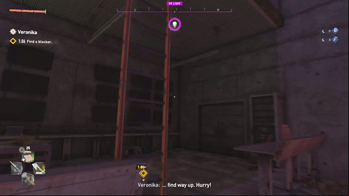 The new mission objective is quite demanding because it has a time limit - you have 1 minute and 5 seconds to find the syringe to become immune to chemicals again - Dying Light 2: Veronika - walkthrough - Story quest - Dying Light 2 Guide
