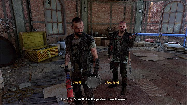 When you enter the tower room, a confrontation with Jack and Joe will start - Dying Light 2: Water Tower - walkthrough - Story quest - Dying Light 2 Guide