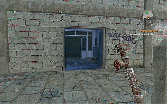 The entrance to the Tower. - 2: First Assignment | Main quests - The Slums - Main quests - The Slums - Dying Light Game Guide