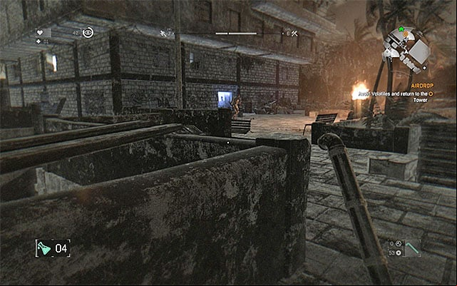You can sneak towards the Tower or to one of the safe zones that youve unlocked earlier. - 3: Airdrop | Main quests - The Slums - Main quests - The Slums - Dying Light Game Guide