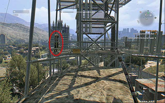 Jump onto the metal platform on the radio tower. - 6: Prodigal Son | Side quests - The Slums - Side quests - The Slums - Dying Light Game Guide