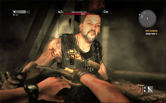 Attack with the machete quickly and often dodge to the sides and hop back - 12: The Museum | Main quests - Old Town - Main quests - Old Town - Dying Light Game Guide