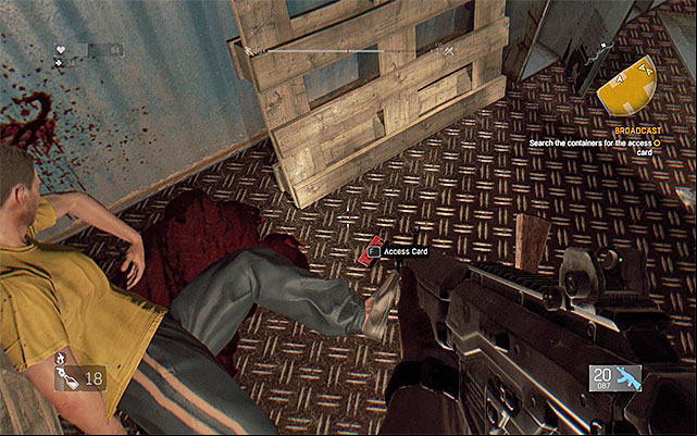 The keycard is in the Southern container - 13: Broadcast - part 2 | Main quests - Antenna - Main quests - Antenna - Dying Light Game Guide