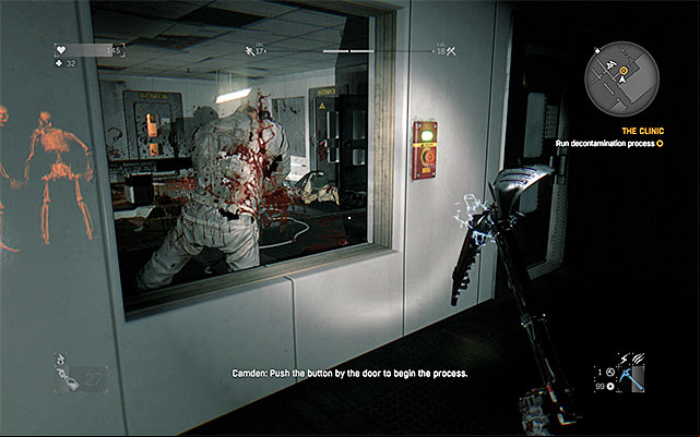 Press the button and wait for the decontamination procedure to end - 14: The Clinic | Main quests - Old Town #2 - Main quests - Old Town #2 - Dying Light Game Guide