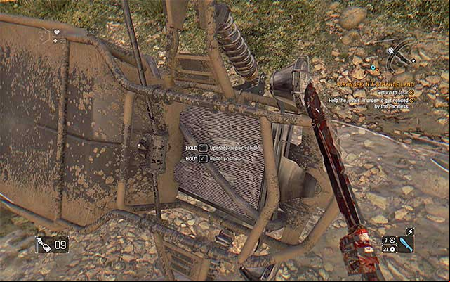You use the V button to reset your vehicles position in the PC version - Driving - The Basics, Using The Car | The Buggy - The Buggy - Dying Light: The Following Game Guide