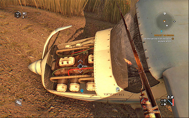 Get the fuel line from the airplane wreck. - Rocket Waggoon | Side quests - Other locations - Other locations | Side Quests - Dying Light: The Following Game Guide