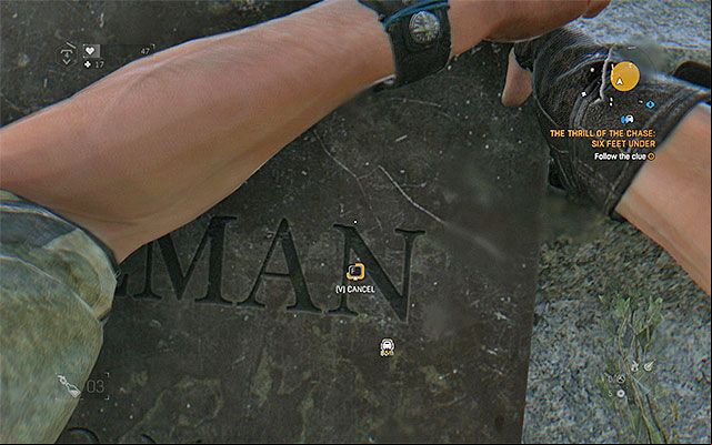 Rip off the plaque attached to the tomb - The Thrill of the Chase: Six Feet Under | Side quests - Jasirs Farm - Jasirs Farm | Side Quests - Dying Light: The Following Game Guide