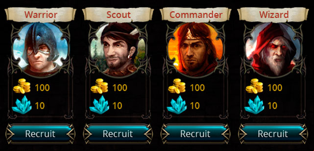 As seen above, heroes come in four categories: Warrior, Scout, Commander and Wizard - The Basics - Hero Classes - Heroes - Eador: Masters of the Broken World - Game Guide and Walkthrough