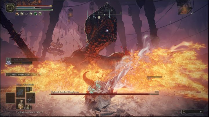 Make sure you don't use this skill right away, because then the boss will take more damage, but he will be impossible to throw off balance - Elden Ring: How to beat Rykard, Lord of Blasphemy? - Volcano Manor - Elden Ring Guide