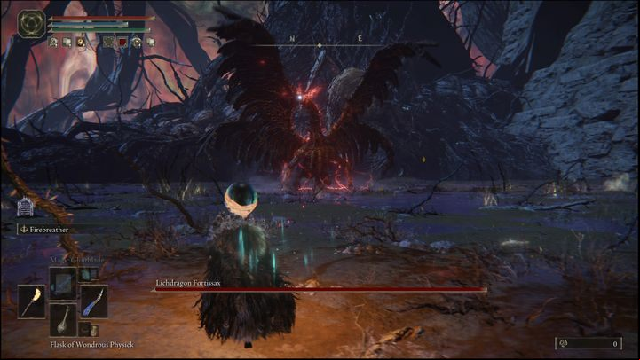 Most of his attacks are linear, hitting mostly what's in front of him - Elden Ring: How to beat Lichdragon Fortissax? - Deeproot Depths - Elden Ring Guide