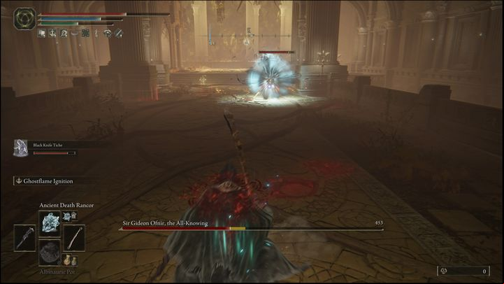 The most important thing in this fight is to avoid attacking too much, as you might get punished for it - Elden Ring: How to beat Sir Gideon Ofnir, the All-Knowing? - Leyndell, Ashen Capital - Elden Ring Guide