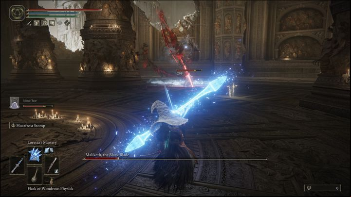 If you have trouble avoiding his projectiles, it is a good idea to hide behind pillars to get protection - Elden Ring: How to beat Maliketh, the Black Blade? - Crumbling Farum Azula - Elden Ring Guide