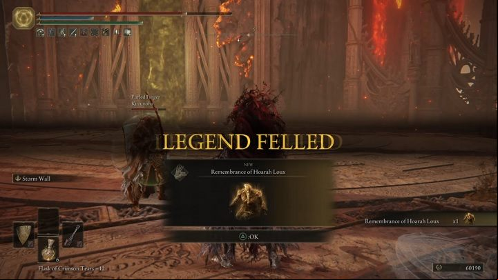 For defeating Hoarah Loux, Warrior, you will receive Runes (300,000) and Remembrance of Hoarah Loux - Elden Ring: How to beat Hoarah Loux, Warrior? - Leyndell, Ashen Capital - Elden Ring Guide