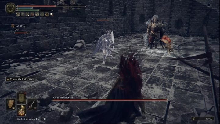 Once you deal with the first knight, consider activating a Spirit Ash - Elden Ring: How to beat Commander Niall? - Mountaintops of the Giants - Elden Ring Guide