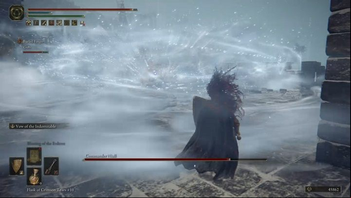 it is quite possible that during the encounter the boss will start to accumulate energy to perform a powerful frost attack - Elden Ring: How to beat Commander Niall? - Mountaintops of the Giants - Elden Ring Guide