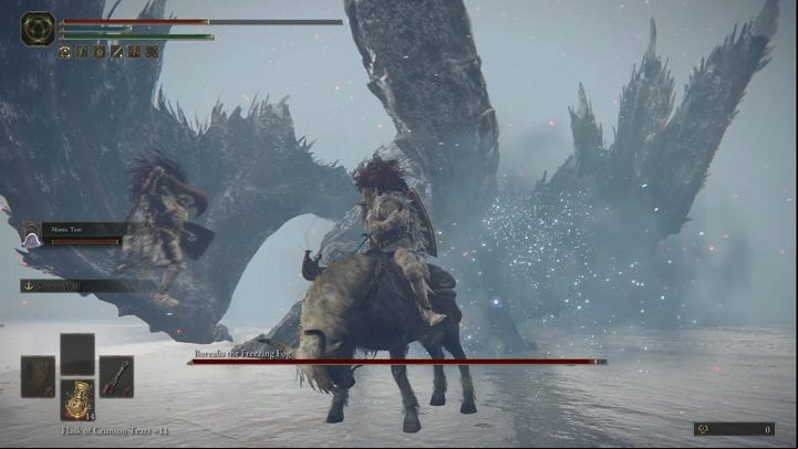 Borealis will also try to crush you with his legs - Elden Ring: How to beat Borealis, the Frozen Fog? - Mountaintops of the Giants - Elden Ring Guide
