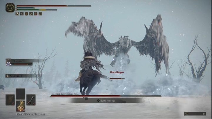 When you circle around Borealis, it will go airborne - Elden Ring: How to beat Borealis, the Frozen Fog? - Mountaintops of the Giants - Elden Ring Guide