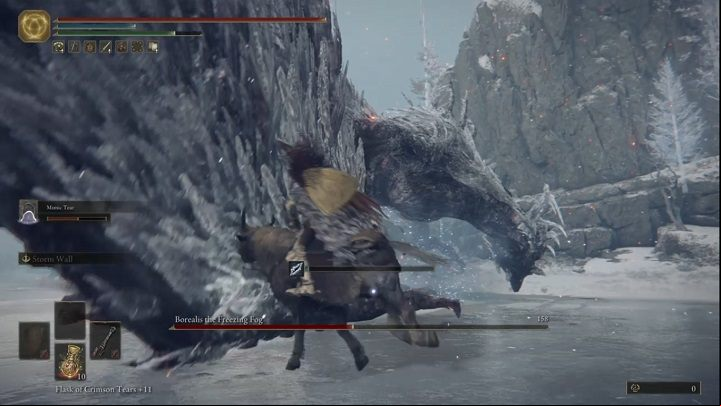 Also that if you aren't fast enough to target his hindlegs, you can attack his wings as well - Elden Ring: How to beat Borealis, the Frozen Fog? - Mountaintops of the Giants - Elden Ring Guide