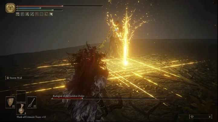 The enemy also sometimes strikes a bolt of golden lightning into the ground, which looks like a tree - Elden Ring: How to beat Radagon of the Golden Order, Elden Beast? - Leyndell, Ashen Capital - Elden Ring Guide