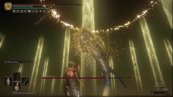 The Elden Beast will periodically move away from you to become airborne and generate a large ring that deals damage - Elden Ring: How to beat Radagon of the Golden Order, Elden Beast? - Leyndell, Ashen Capital - Elden Ring Guide
