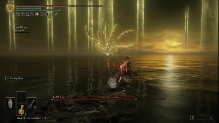 Another attack that can take place when away from the opponent, is a rain of golden projectiles - Elden Ring: How to beat Radagon of the Golden Order, Elden Beast? - Leyndell, Ashen Capital - Elden Ring Guide