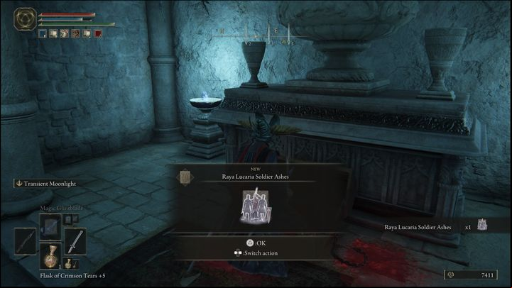 The ashes are stored in a chest in Road's End Catacombs - Elden Ring: Liurnia of the Lakes - locations of Ashes of War and Spirit Ashes - Liurnia of the Lakes - Elden Ring Guide