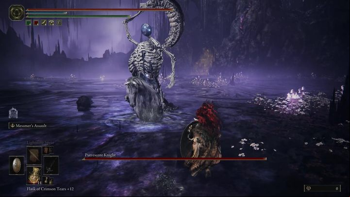 Putrescent Knight rides a horse and wields a huge sickle - Shadow of the Erdtree: How to beat Putrescent Knight? - Main bosses - Elden Ring Guide