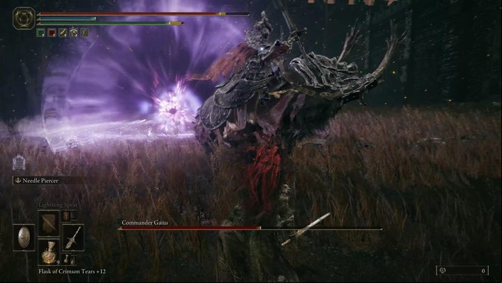 The boss will also gain the ability to throw gravity orbs, which pulse three times, dealing damage around them - Shadow of the Erdtree: How to beat Commander Gaius? - Main bosses - Elden Ring Guide