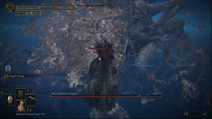Occasionally, the boss may rupture the lump on her abdomen, releasing three crawling hands that will help her during combat - Shadow of the Erdtree: Metyr, Mother of Fingers - Main bosses - Elden Ring Guide