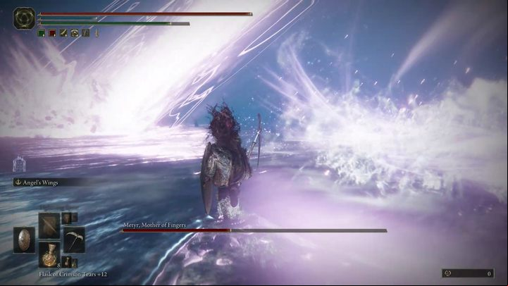 Metyr's most dangerous attack are large rotating laser beams that she fires after getting airborne and glowing - Shadow of the Erdtree: Metyr, Mother of Fingers - Main bosses - Elden Ring Guide