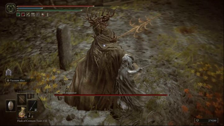 Direct attacks with the staff are preceded by a telegraphed swing animation - Shadow of the Erdtree: How to defeat Jori, Elder Inquisitor? - Side bosses - Elden Ring Guide