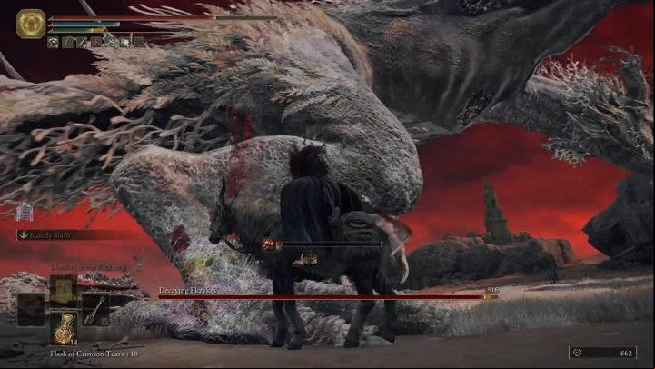 It is best to stick to the back of the opponent and attack his legs as often as possible - Elden Ring: How to beat Decaying Ekzykes? - Caelid - Elden Ring Guide