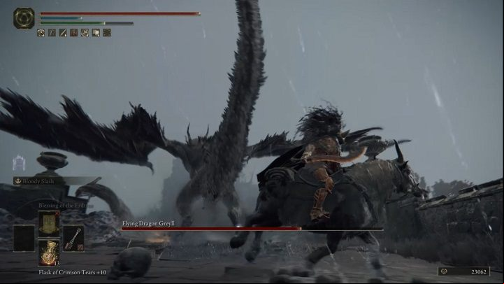 Greyll also likes to get up and then land hard - Elden Ring: How to beat Flying Dragon Greyll? - Greyoll Dragonbarrows - Elden Ring Guide