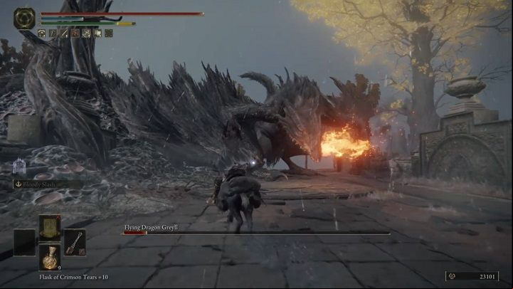 When Greyll changes his stance, it means he's about to breathe fire - Elden Ring: How to beat Flying Dragon Greyll? - Greyoll Dragonbarrows - Elden Ring Guide