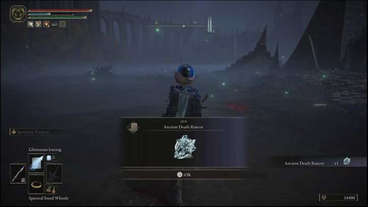 For defeating the first version of the Death Rite Bird, located in Liurnia of the Lakes, you will receive the Ancient Death Rancor sorcery and 7800 Runes - Elden Ring: How to beat Deathbird? - Stormhill - Elden Ring Guide