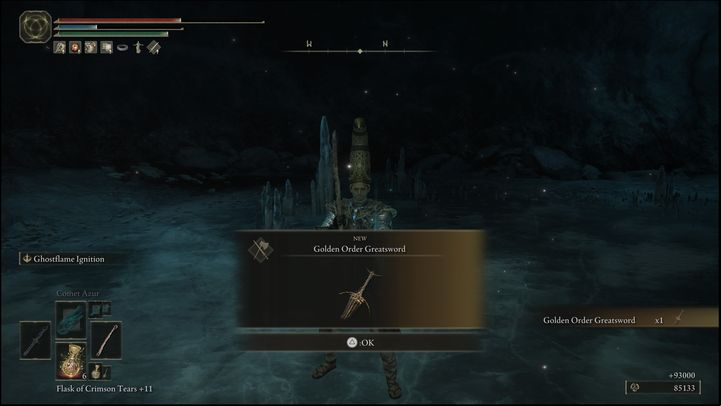 For defeating the last version of the boss located in the Consecrated Snowfield, you will receive his weapon, the Golden Order Greatsword and 93,000 Runes - Elden Ring: How to beat Leonine Misbegotten? - Weeping Peninsula - Elden Ring Guide